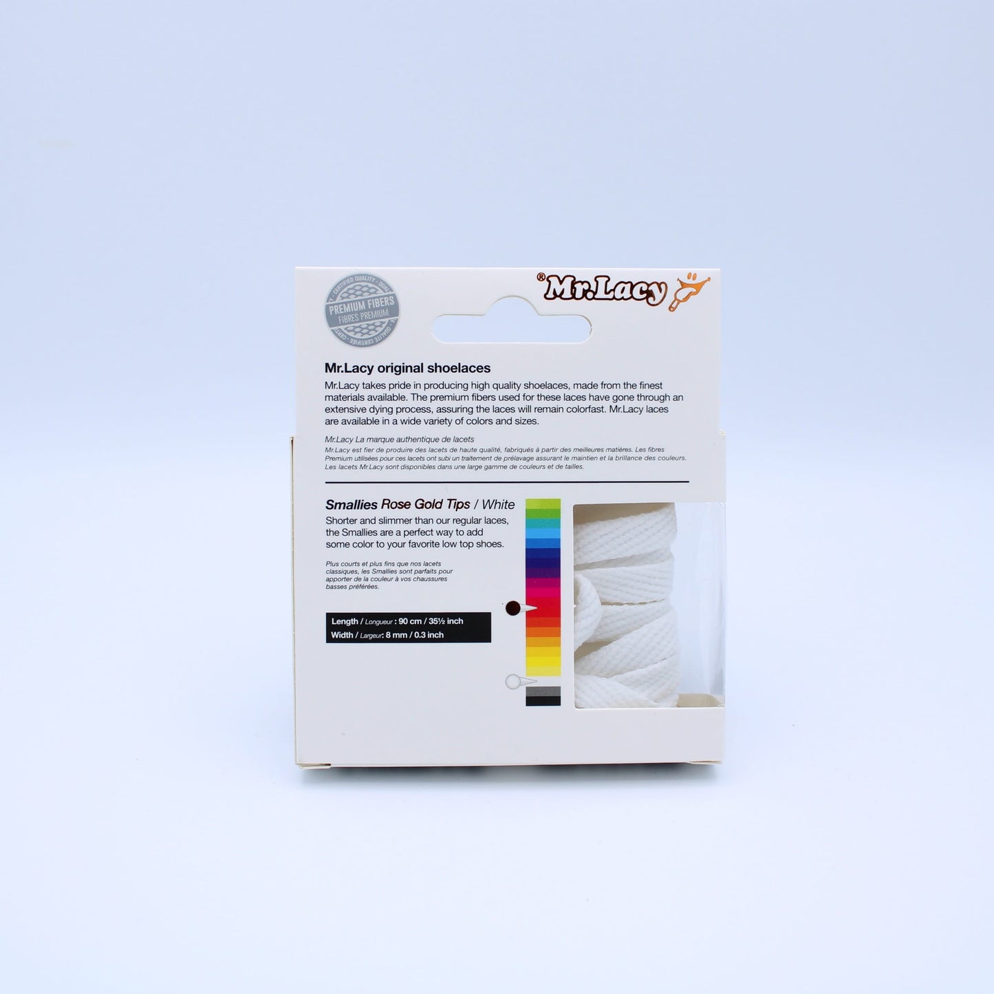 Smallies Metal Tip Shoelaces · White with Rose Gold Tip