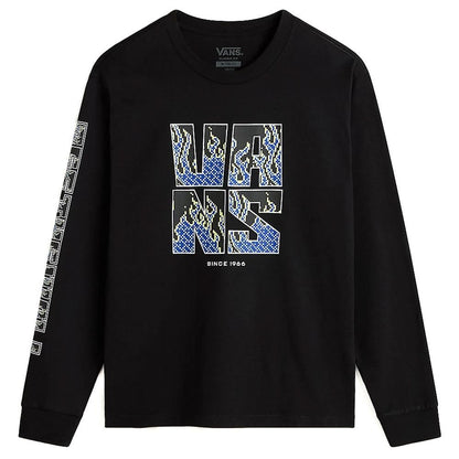 Vans Boys Digi Flames Long Sleeve T-shirt - Black