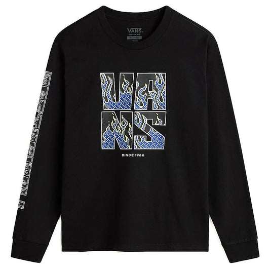 Vans Boys Digi Flames Long Sleeve T-shirt - Black